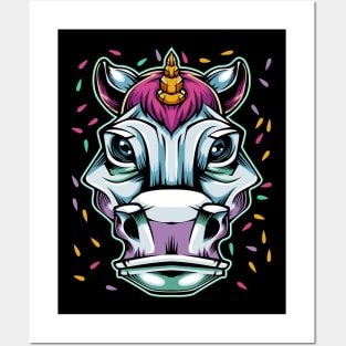 Unicorn - Horse Head Colorful Rainbow Posters and Art